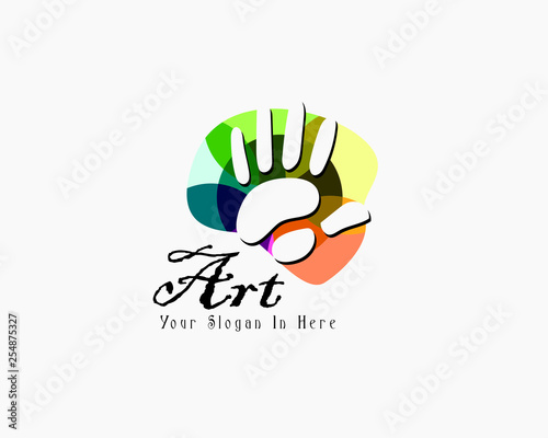 colorful Creative art hand print logo design inspiration