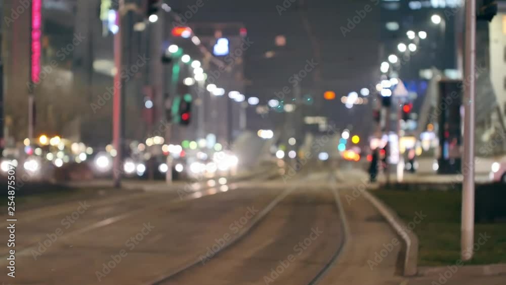 Trams In Warsaw, Poland. Modern, Ecological Way Of Public Transportation. Trams In Warsaw, Poland. Modern, Ecological Way Of Public Transportation.