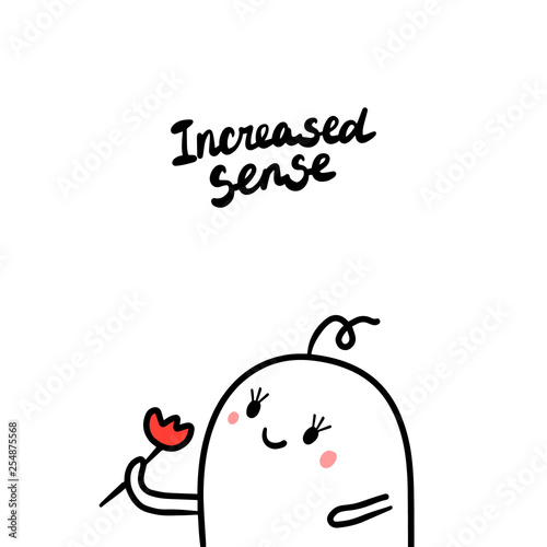 Increased sense early symptom of pregnancy hand drawn illustration with cute marshmallow