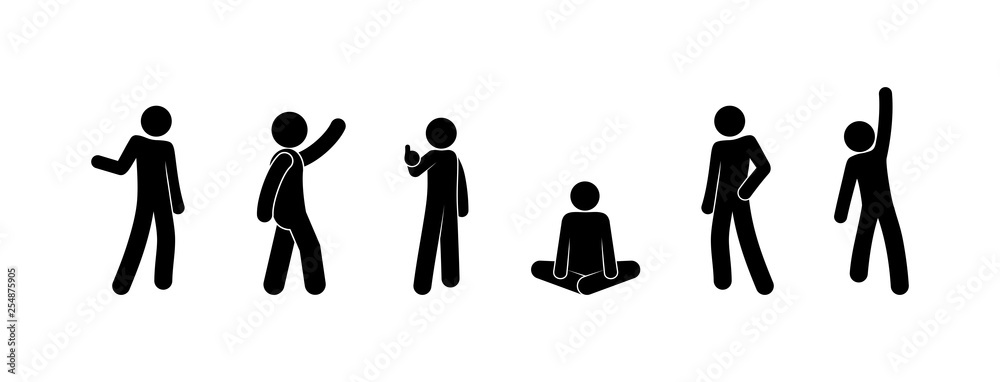 	 pictogram set of people, different poses