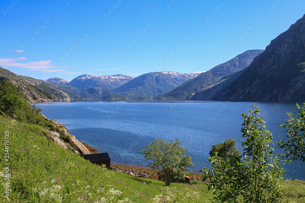Norwegian fjord  Tosen fjord in Northern Norway