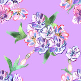 seamless pattern with flowers. Watercolor