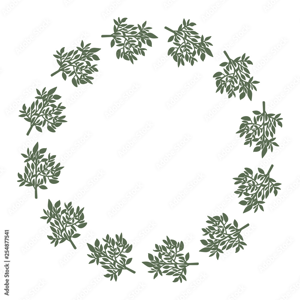 Hand drawn vector round frame. Floral wreath with leaves, branches Decorative elements for design. Ink, vintage and rustic styles. Hand drawn vector round frame. Floral wreath with leaves, branches Decorative elements for design. Ink, vintage and rustic styles.