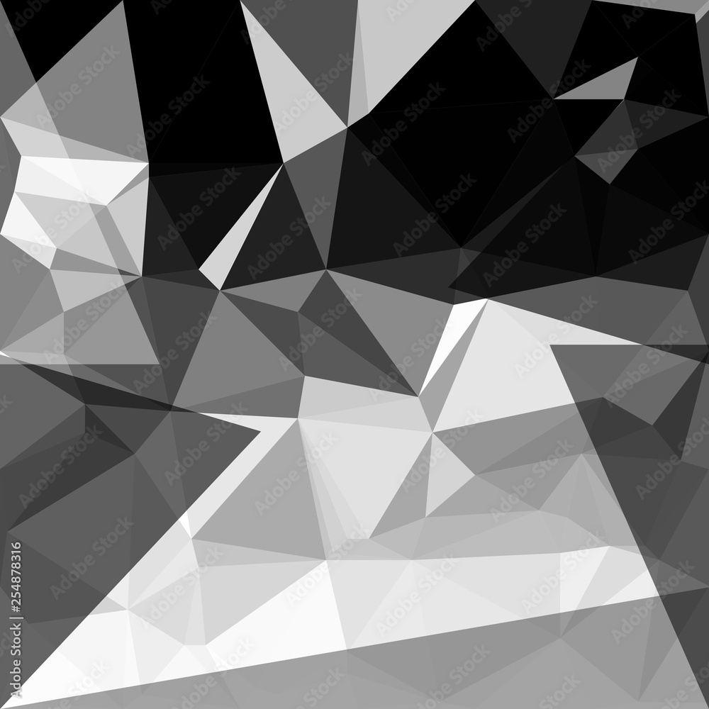 Abstract grey, black and white Polygon background. Low Poly Creative template or pattern. 