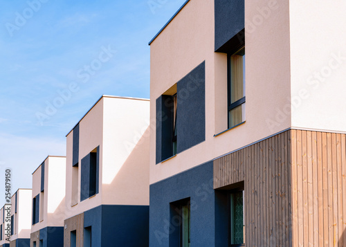 Apartment homes residential buildings complex real estate copy space