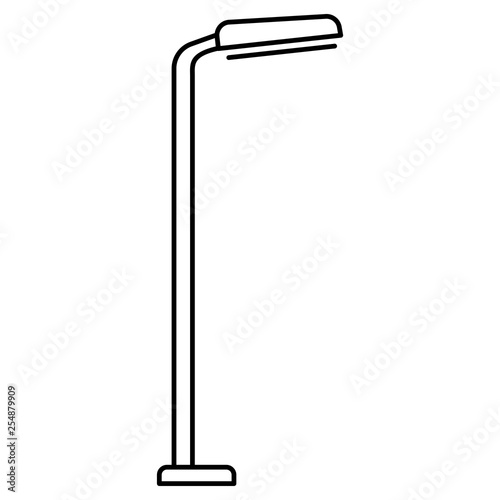 Black & white vector illustration of path walkway garden lamp. Line icon of outdoor street light. Isolated object