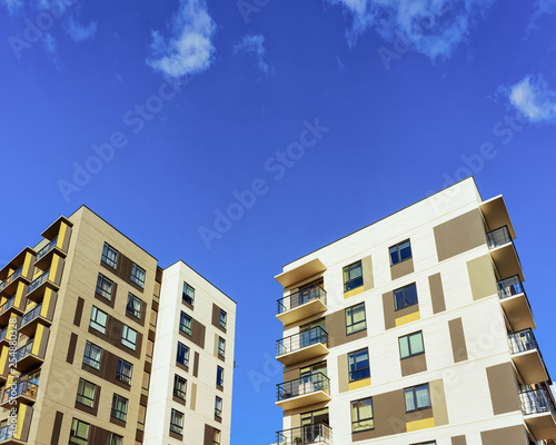 Apartment houses homes residential building complex real estate copy space
