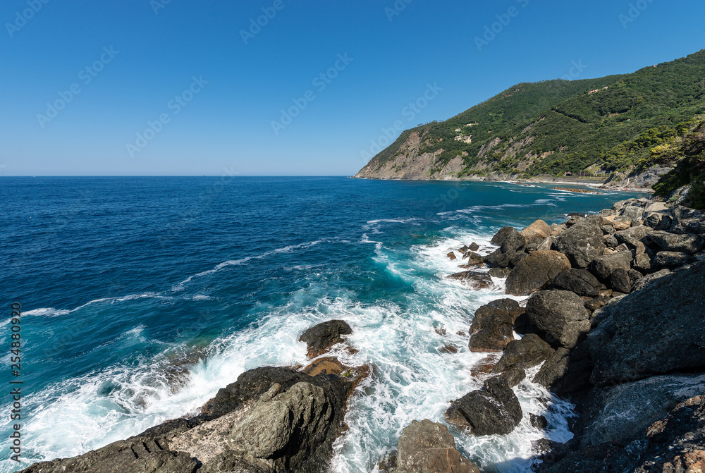 Mediterranean Sea and cliff - Framura Liguria Italy