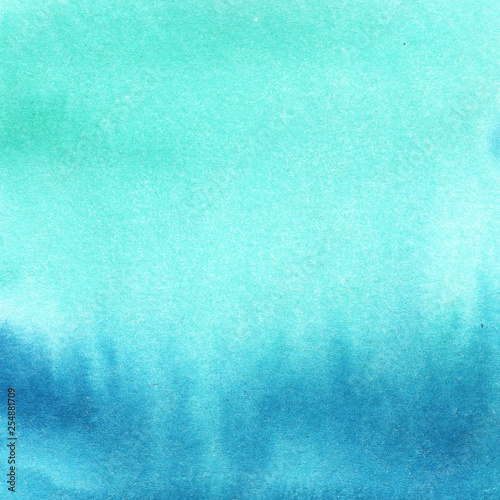  abstraction watercolor background green emerald blue color with divorce gradient. hand drawn