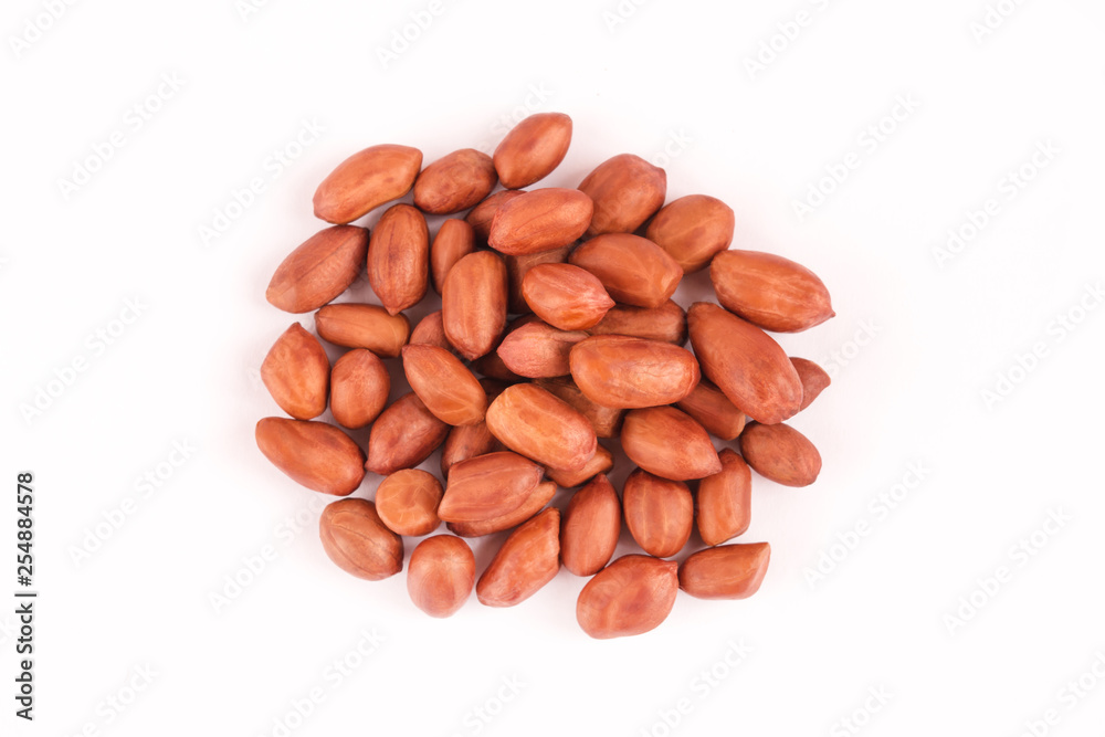Red peanuts on white background Red peanuts on white background