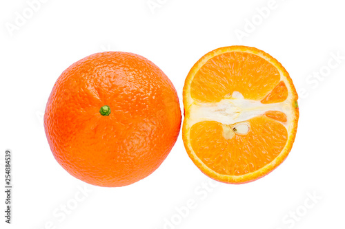 Beautiful bright orange on a white background  sliced