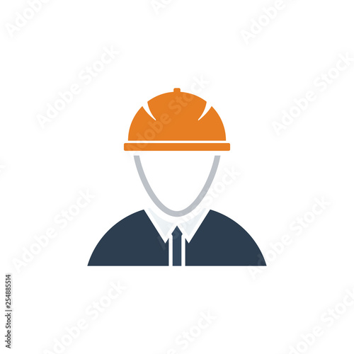 Icon of construction worker head in helmet