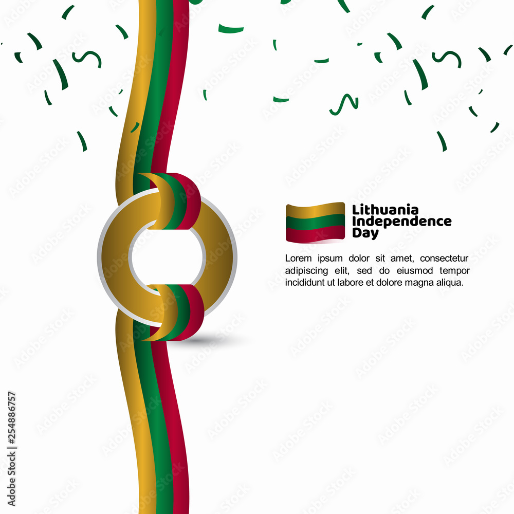 Lithuania Independence Day Flag Vector Template Design Illustration - obrazy, fototapety, plakaty 