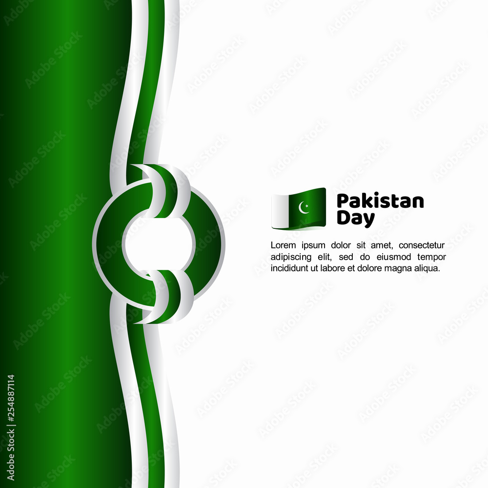 Obraz premium Pakistan Day Flag Vector Template Design Illustration