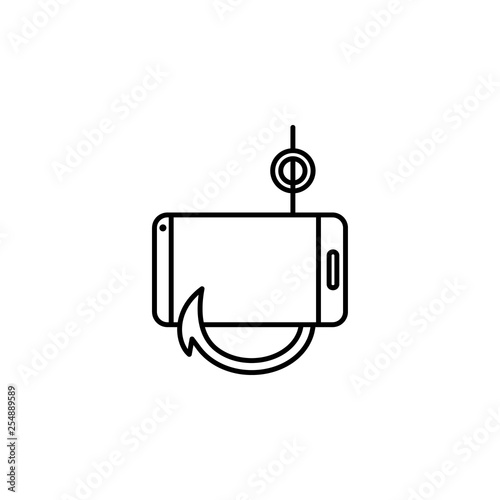 Smartphone, hook, fraudulent icon. Element of social addict icon. Thin line icon for website design and development, app development. Premium icon