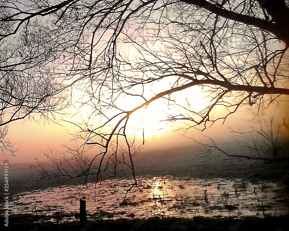 Fototapeta premium Sun Rise Somerset Levels
