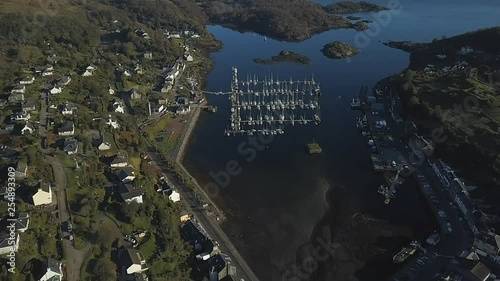 beautiful view of the yacht camp at the time Tarbert filmed by the drone, photo