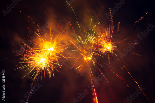 Fireworks in the sky at night as a background