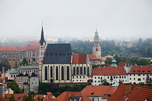 View of the town of Czech Krumlov, registered in the UNESCO World Heritage List, Slide-Church