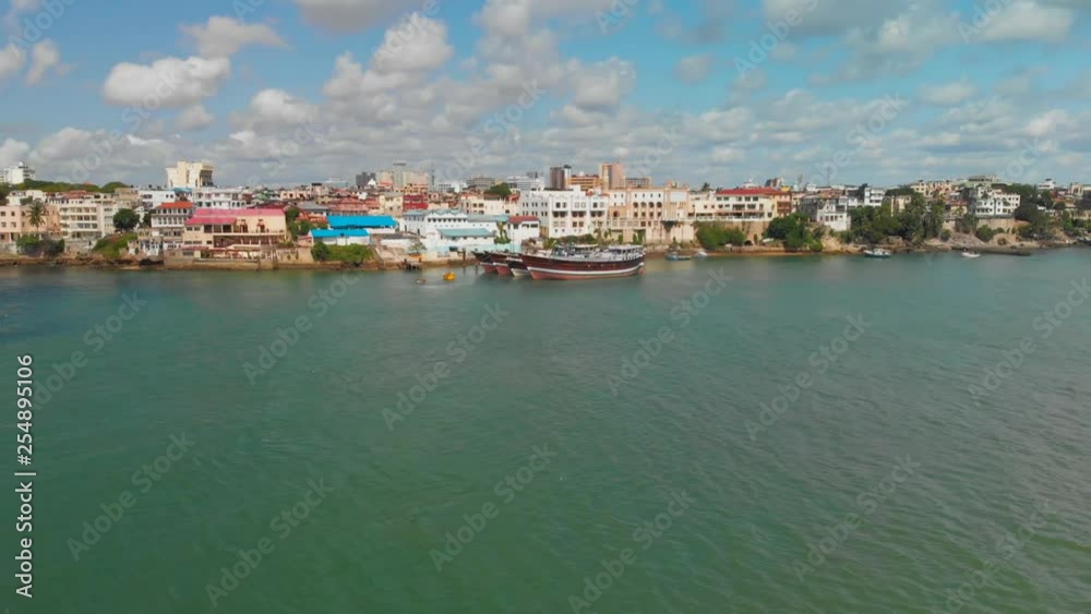 The old town and port of Mombasa, Kenya. Aerial shots during day light. The old town and port of Mombasa, Kenya. Aerial shots during day light.