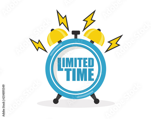 Limited time over white background, vector flat illustration.