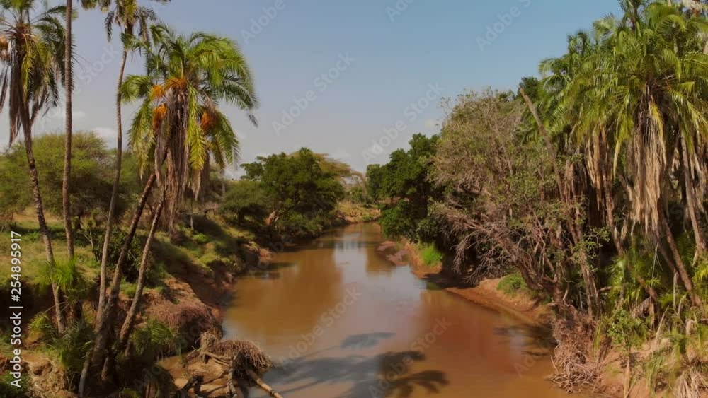 A river going through samburu/maasai land in Kenya. Aerials shots. A river going through samburu/maasai land in Kenya. Aerials shots.