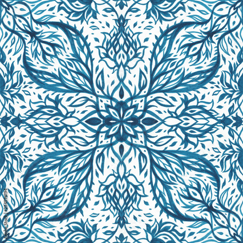 Exotic vintage pattern. Vintage Seamless pattern with hand drawn Abstract Flowers.