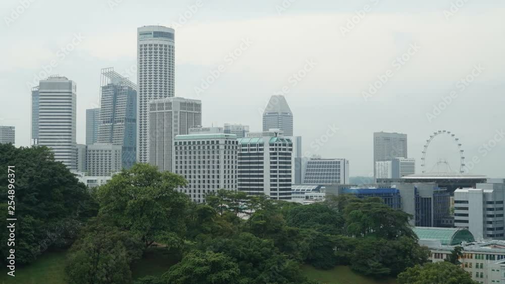 Panning time lapse with Singapore city in the distance and Ferris wheel turning. Panning time lapse with Singapore city in the distance and Ferris wheel turning.