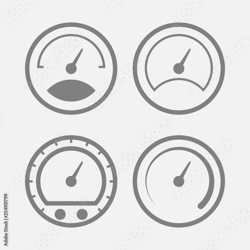 Business credit score. Customer satisfaction indicators levels. Accelerate rating icon illustration. Colorful Info-graphic stock vector Set of logo speedometers gauge dial for web design isolated sign