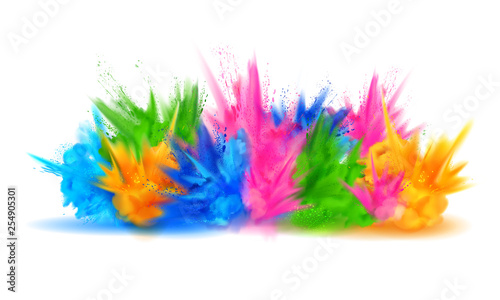 colorful Happy Holi background for color festival of India celebration greetings photo