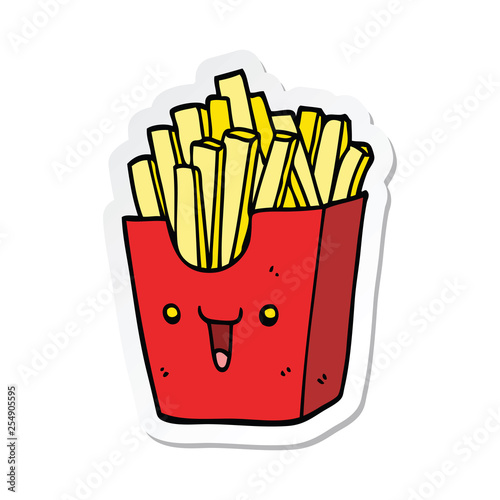 sticker of a cute cartoon box of fries