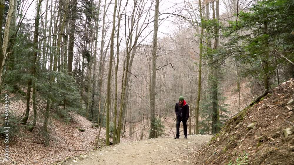 Image of tired man hiking tall mountain, Zagreb, Croatia. Image of tired man hiking tall mountain, Zagreb, Croatia.
