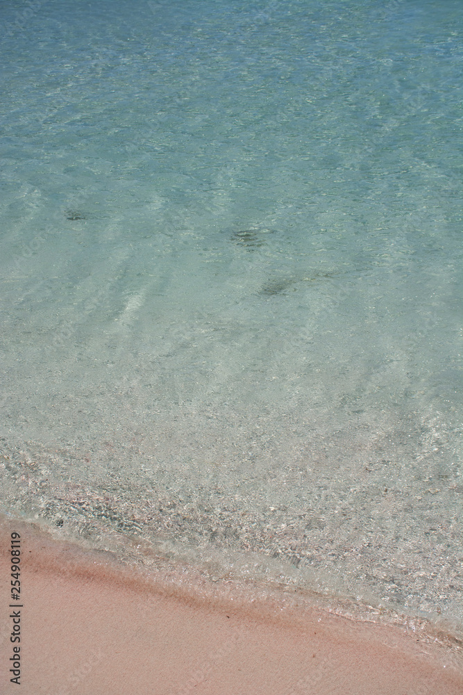 Clear sea water ripple background. Elafonisi beach, Crete Island landmark.