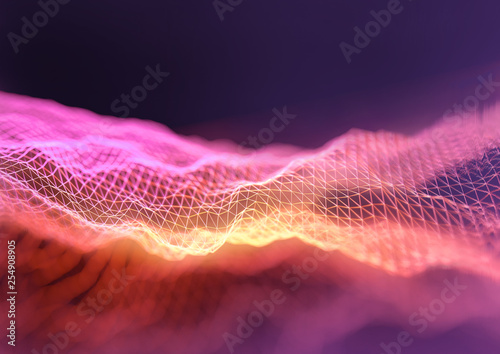 Information and technology mesh polygon futuristic background. 3D illustration.