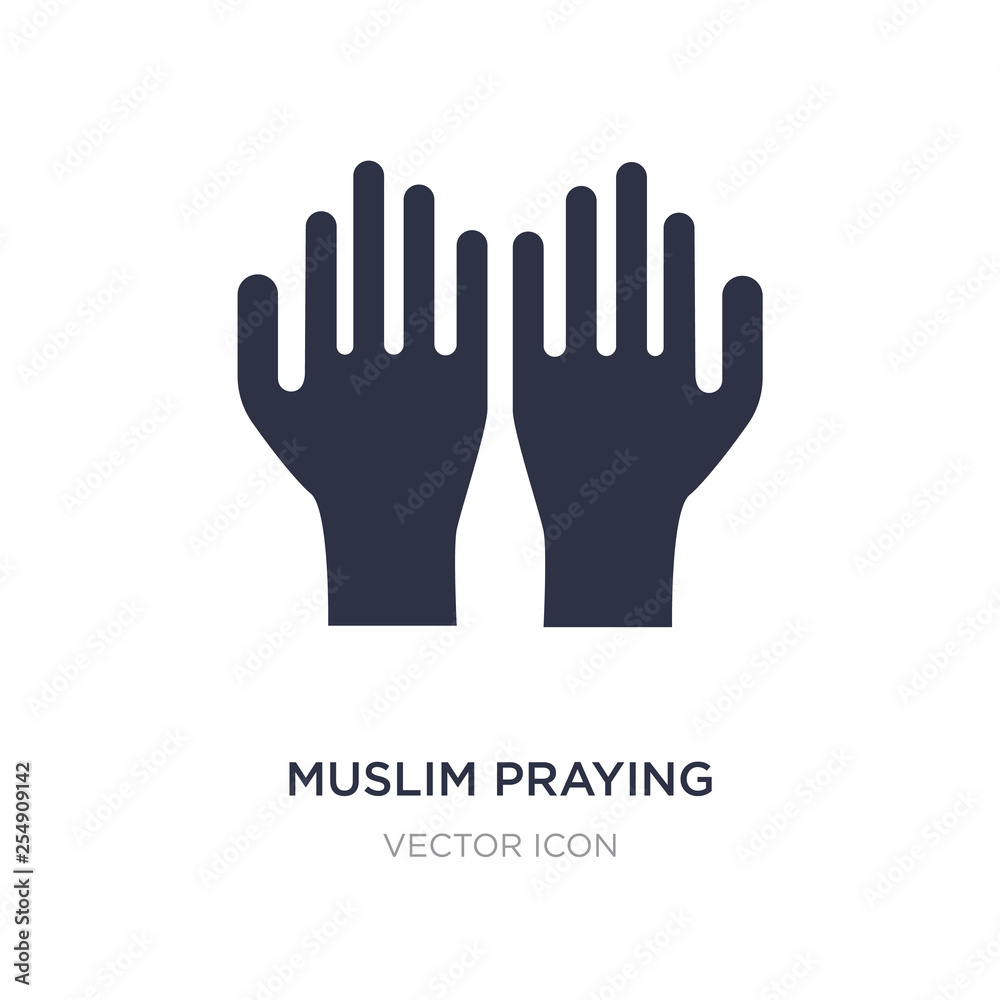 muslim praying hands icon on white background. Simple element illustration from Religion concept. muslim praying hands icon on white background. Simple element illustration from Religion concept.