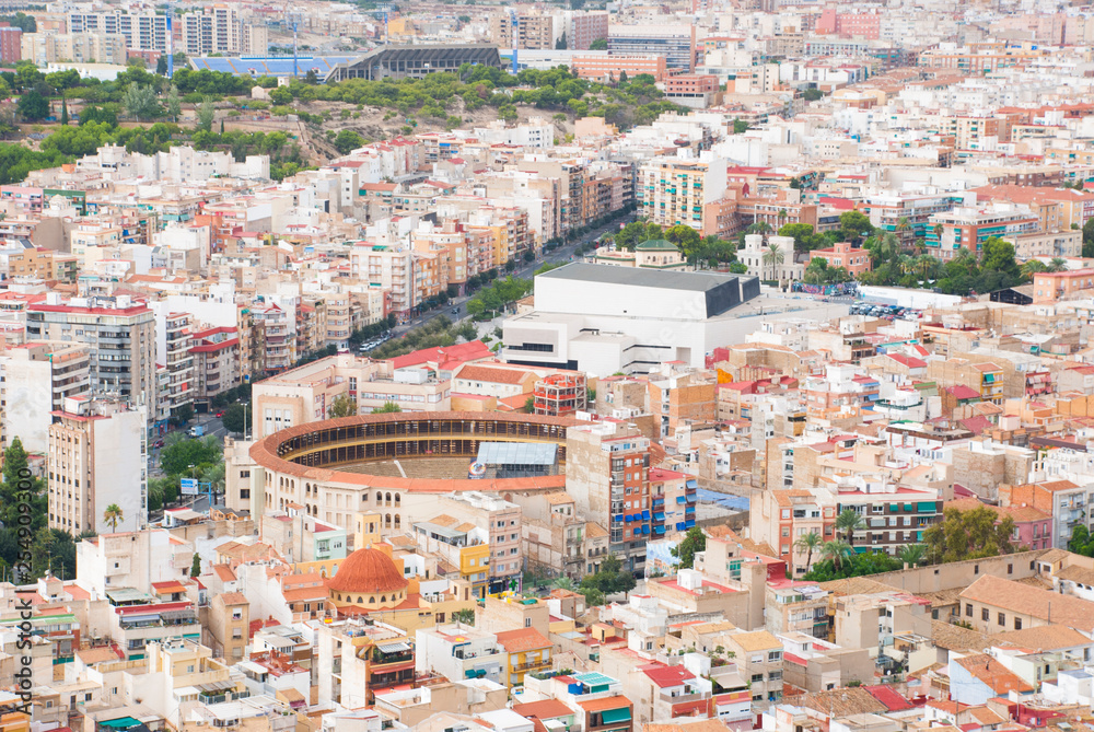Typical Spain town. Alicante. Cityscape with many houses.
