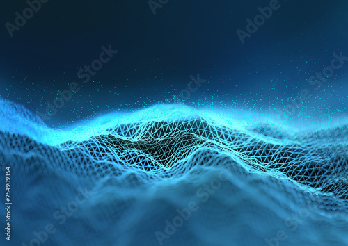 A futurisitc technology polygon background for subjects such as business cloud computing and cryptocurrencies. 3D illustration.