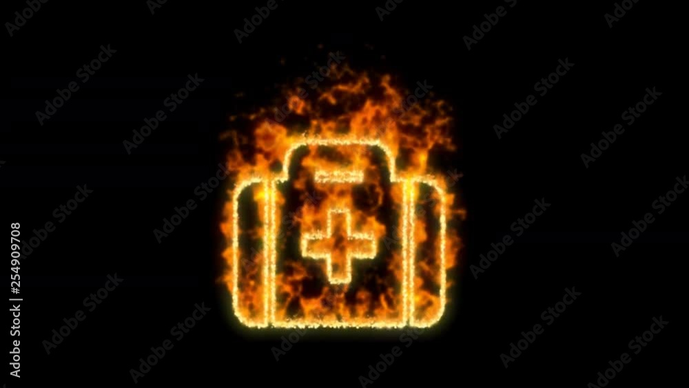 medkit symbol inflames. Then disappears. In - Out loop. Alpha channel Premultiplied - Matted with color black medkit symbol inflames. Then disappears. In - Out loop. Alpha channel Premultiplied - Matted with color black