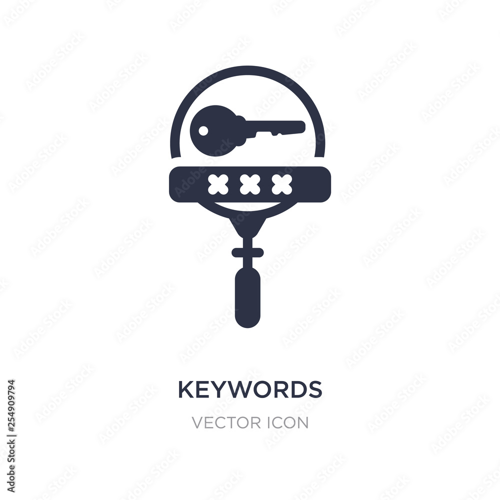 keywords icon on white background. Simple element illustration from Search engine optimization concept.