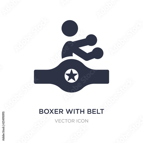 boxer with belt icon on white background. Simple element illustration from Sports concept.