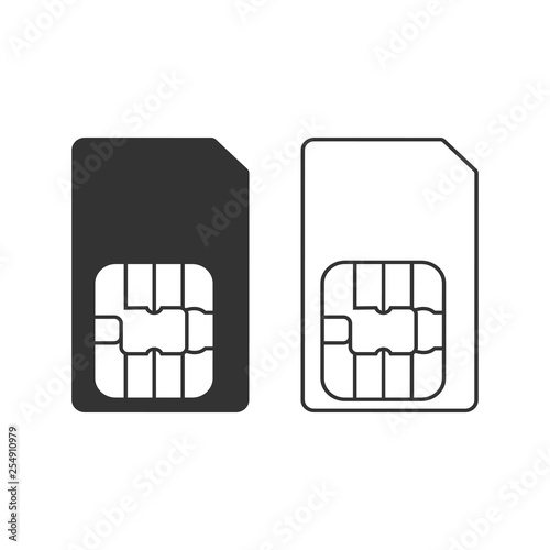 SIM card icon. Vector illustration, flat design.