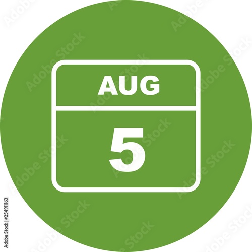 August 5th Date on a Single Day Calendar photo