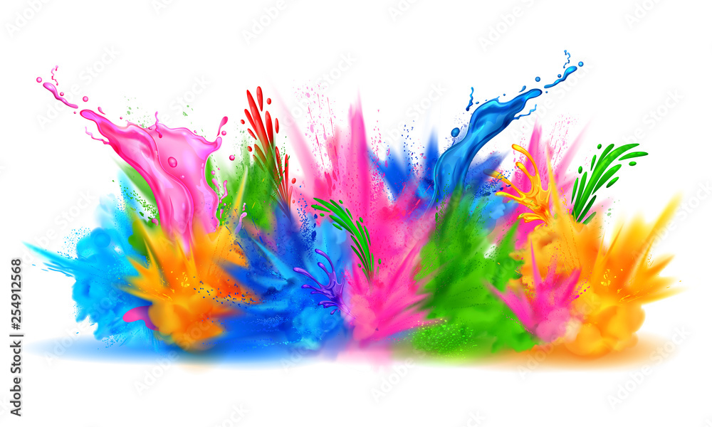 Obraz premium colorful Happy Holi background for color festival of India celebration greetings