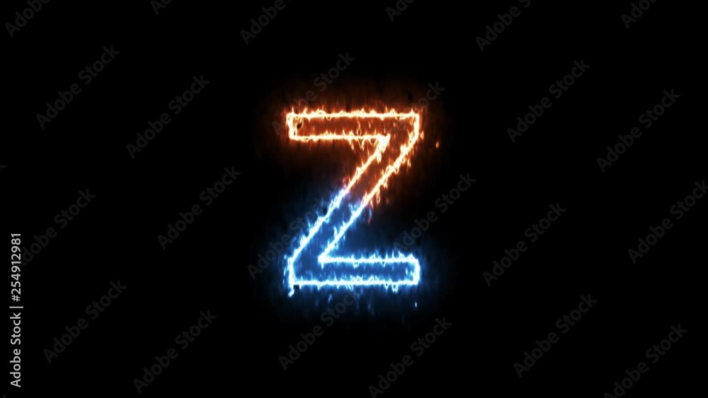 Letter Z - outline fire and ice glowing on transparent background Letter Z - outline fire and ice glowing on transparent background