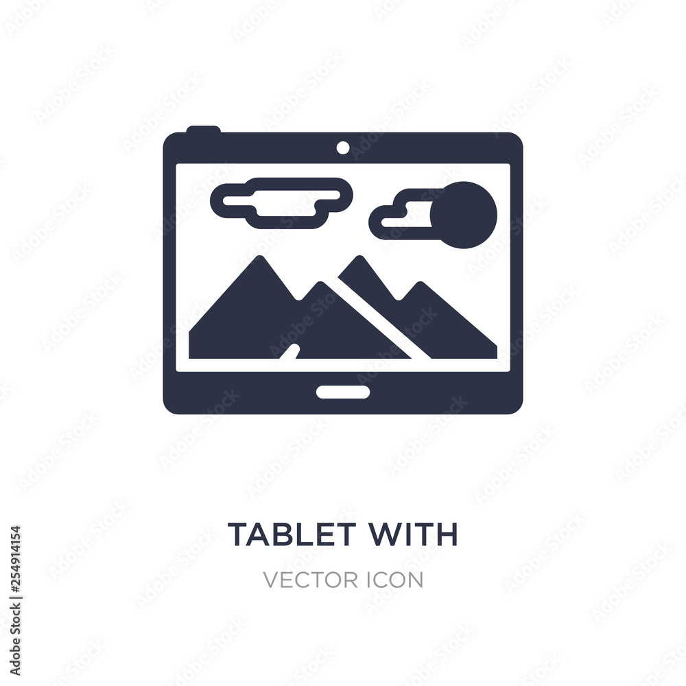 tablet with picture icon on white background. Simple element illustration from Technology concept. tablet with picture icon on white background. Simple element illustration from Technology concept.