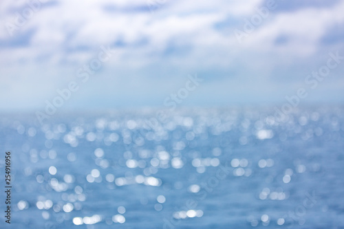 Blurred blue background and blue sky and bokeh sea. Sea nature environment, endless sea view