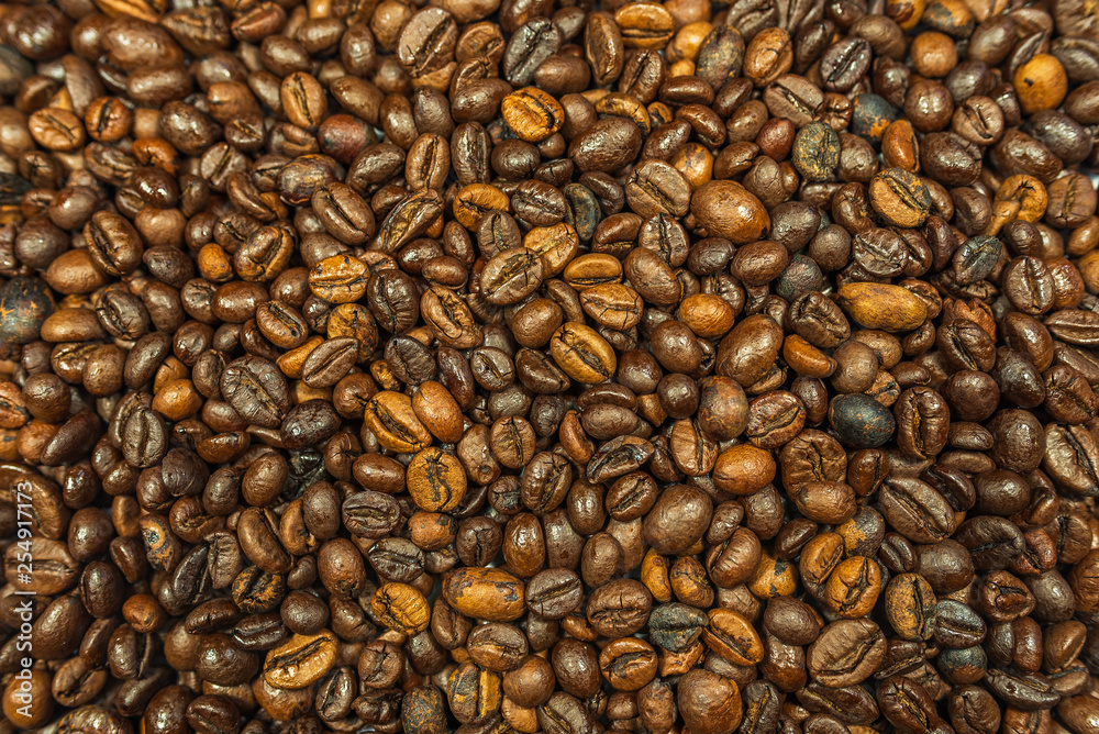 Roasted coffee beans background Roasted coffee beans background