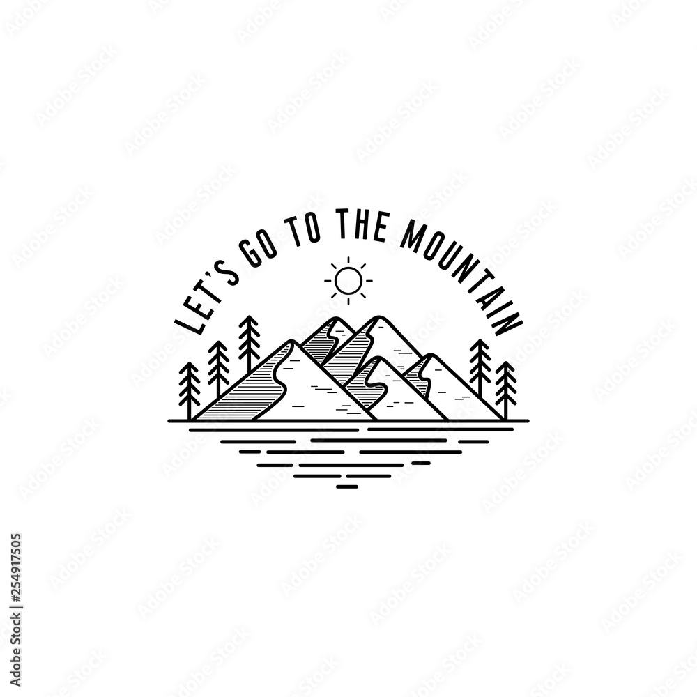adventure mountain line art logo vector illustration design adventure mountain line art logo vector illustration design