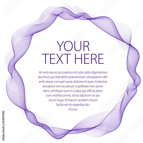 Flowing smooth linear frame in a shape of circle. Vector abstract artistic beautiful background with copy space for text.  Isolated over white background.
