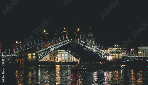 St Petersburg night bridge cityscape